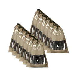 Aura Brown & Transparent 12 Pieces Printed Reusable Shoes Organisers-1