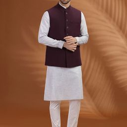 Greenfibre Mandarin Collar Regular Fit Nehru Jacket-picture-3