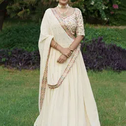 Trendmalls Embroidered Sequinned Semi-Stitched Lehenga & Unstitched Blouse With Dupatta-picture-30