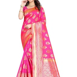 KALINI Woven Design Zari Silk Blend Kanjeevaram Saree-image-55