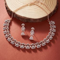 AMI Rose Gold-Plated Cubic Zirconia-Studded Jewellery Set-16
