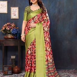 Shee Star Floral Printed Banarasi Saree-image-50