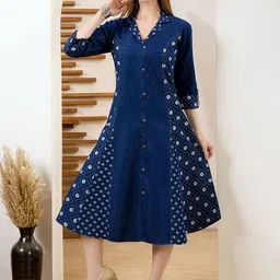 Meher Impex Printed Lapel Collar A-Line Ethnic Dress-image-14