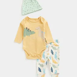 mothercare Infant Boys Pack Of 3 Animal Printed Bodysuit Baby Apparel Gift Set-5