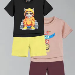 HELLCAT Boys Pack Of 2 Printed Short Sleeves T-shirt With Shorts-image-74