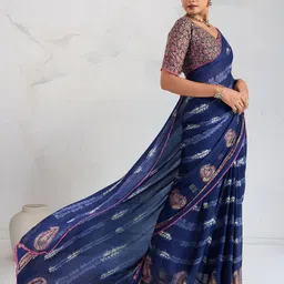 Anouk Floral Pure Georgette Block Print Saree image 3