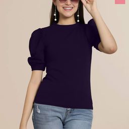 Mast & Harbour Women Pack of 2 Solid Puff Sleeves Peplum Crop Top-image-76