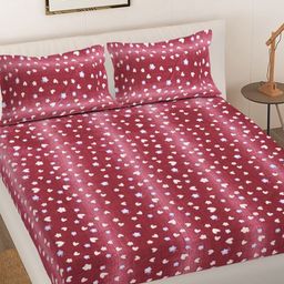 Myntra Elegant Homes Red Printed Woollen 300 TC Fitted King Bedsheet Set 2.5 x 2.2 m-picture-47