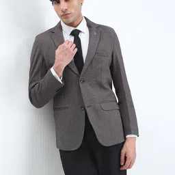 SHOWOFF Men Grey Single-Breasted Slim Fit Blazer-picture-24