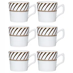 SONAKI White & Black 6 Pieces Striped Mugs 120ml image 5