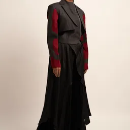 Siddhant Agrawal Notched Lapel Collar Crop Open Front Blazer image 3