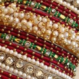 leshya Set Of 2 Stone-Studded & Beaded Gajra Bangles image 2