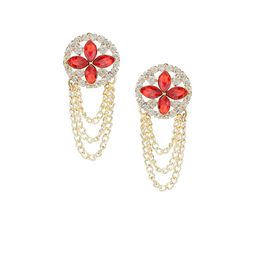 DressBerry Gold-Plated Rhinestone Studded Dangler Contemporary Chain Tassles Drop Earrings-image-43