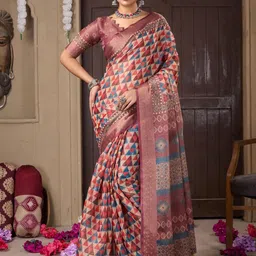 VS MALL Geometric Pirnted Silk Cotton Saree-picture-28