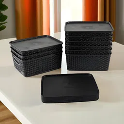 Aura Black 6 Pieces Reusable Tote Basket Organisers-31