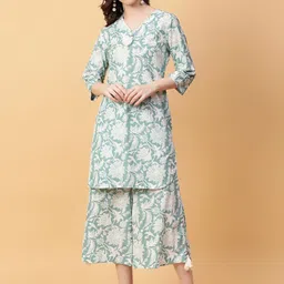 aayusika Printed Pure Cotton Three Quarter Sleeve Tunic & Trouser Co-Ords-picture-41