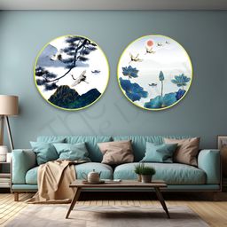 The Castle Decor Blue & White 2 Pieces Birds Sparkle Wooden Wall Art-image-42