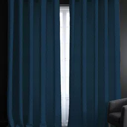 URBAN SPACE DriftNavy Blue 2 Pieces Self Design Black Out Long Door Curtains-image-35