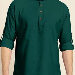 Fifth U Men Green Kurta-image-24