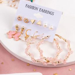 GOLDIWALA Set Of 12 Gold Plated Pearls Beaded Geometric Half Hoop Earrings-18