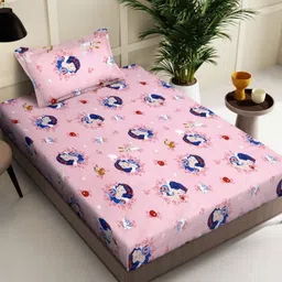 Myntra Elegant Homes Pink & Blue Graphic 400 TC Single Bedsheet Set 2.5 m x 1.5 m-image-16