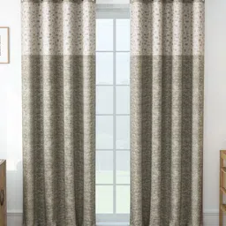 Story@home Topaz Beige & Off White 2 Pieces Geometric Printed Room Darkening Door Curtains-picture-57
