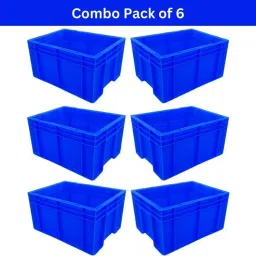 Plastic Multipurpose Plastic Blue Crate 40x30x22CM for Vegetable Fruit Milk Storage 6Pcs Storage Basket-15