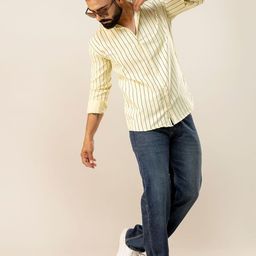 SURHI Men Relaxed Semi Sheer Striped Casual Shirt-image-21