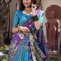 A TO Z CART Printed Ready to Wear Silk Lehenga & Unstitched Blouse With Dupatta image 5