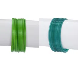 SOMIL Set of 24 Green & Blue Glass Bangle-10