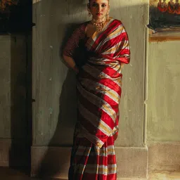 HUTS AND LOOMS Prathamika Multicolour Striped Handloom Tissue Saree-picture-27