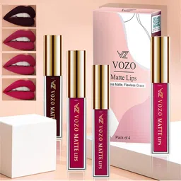 VOZO Set Of 4 Stay-All-Day Matte Liquid Lipstick - 4 ml Each - 102-105-106-204-29