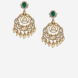 Kushal's Fashion Jewellery Victorian-Plated Contemporary Kundan Drop Earrings image 3