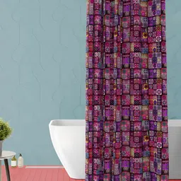 ArtzFolio Purple & Pink Ethnic Motifs Printed Waterproof Shower Curtain-image-21