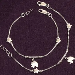 LeCalla Girls 925 Sterling Silver Silver-Plated Heart Anklets-picture-28