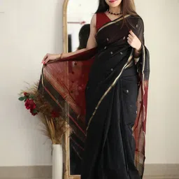SHOP DROP Woven Design Zari Pure Chiffon Banarasi Saree-28