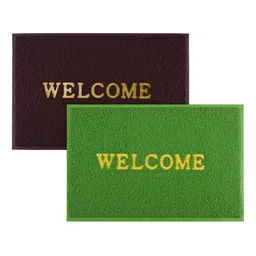 Kuber Industries 2-Pcs Green & Brown Rectangular Doormats-24