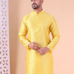 AURIK Men Solid Festive Silk Straight Kurta-picture-20