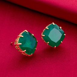 Kushal's Fashion Jewellery Gold Plated Zircon Studded Square Studs Earrings-image-70