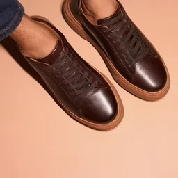 dmodot Scuro Marrone Men Leather Sneakers-image-22