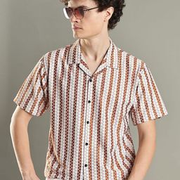 SWADESI STUFF Men Comfort Fit Geometric Printed Cuban Collar Casual Shirt-picture-0