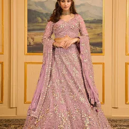Trendmalls Embroidered Sequinned Semi-Stitched Lehenga & Unstitched Blouse With Dupatta-picture-7
