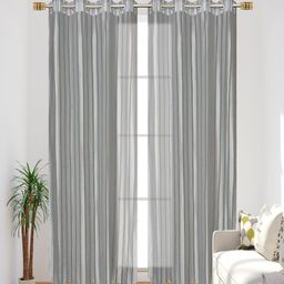 Aura Grey 2 Pieces Striped Sheer Long Door Curtains-45