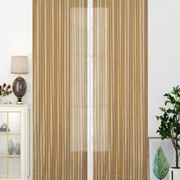Aura Gold-Toned 2 Pieces Striped Sheer Long Door Curtains-12
