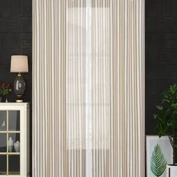 Aura Cream-Coloured 2 Pieces Striped Sheer Long Door Curtains-image-36