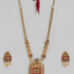 Anouk Gold-Plated Kundan Studded & Beaded Floral Design Jewellery Set image 5