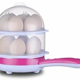 Multi functional Electronic 2 in 1 double layer Layer Egg Boiler Steamer Cooker With Handle and Capacity of 14 Eggs Poacher| Egg Boiling Non-Stick Steamer and Egg Frying Pan Machine in Multicolor ET- Double Layer Handle Egg Boiler Electric Automatic Egg Cooker-18