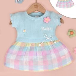 KIKO Girls Cotton Checked Fit & Flare Dress-image-3