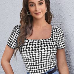 CORSICA Checked Puff Sleeve Top-image-3