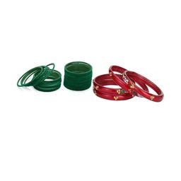 somil Women Set Of 2 Green & Red Glass Artificial Stones Bangles-picture-26